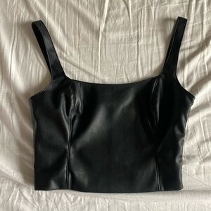 A&F Faux Leather Squareneck Top